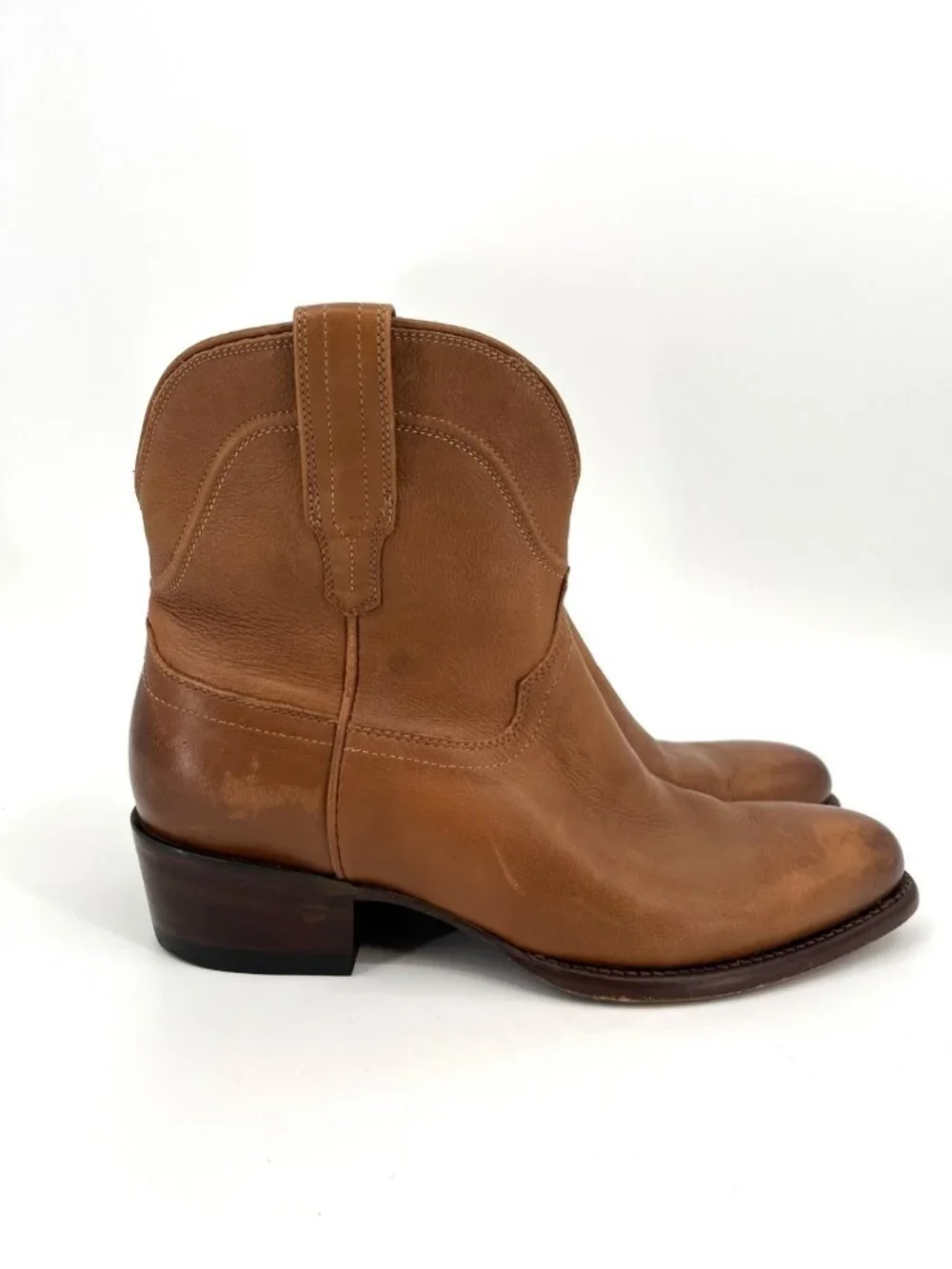 Tecovas The Penny Roper Boots Tan Size 10B Leather Pull On Western Round Toe